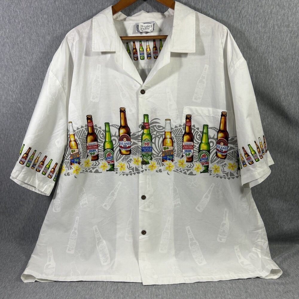 Pacific Legend Shirt Beer Bottles Tropical Hawaiian Hawaii Made Button Up-XXXL - Picture 2 of 16